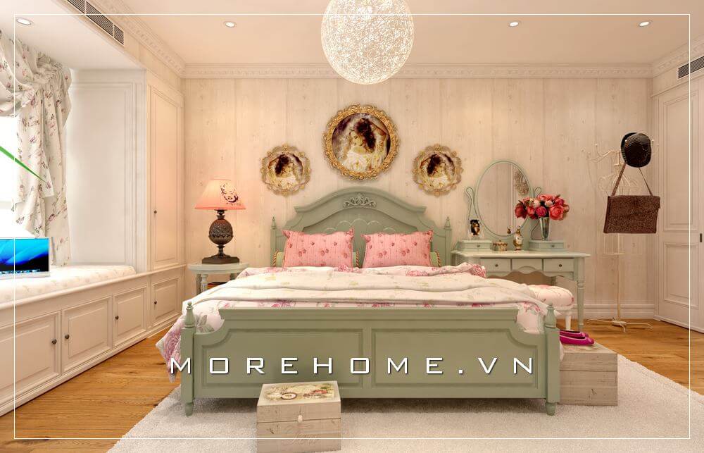 Giường ngủ màu xanh